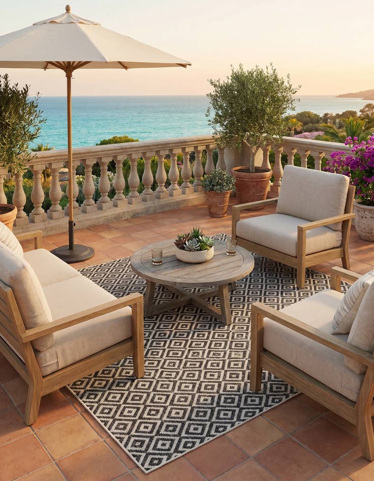 Detail image of 7' 10 x 7' 10 Easy-Clean Jill Zarin Costa Rica Indoor / Outdoor Square Rug