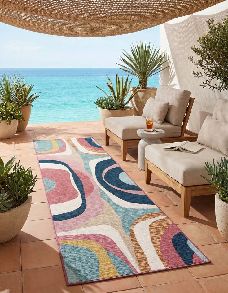 Detail image of 2' 7 x 10' Easy-Clean Modern Indoor / Outdoor Runner Rug