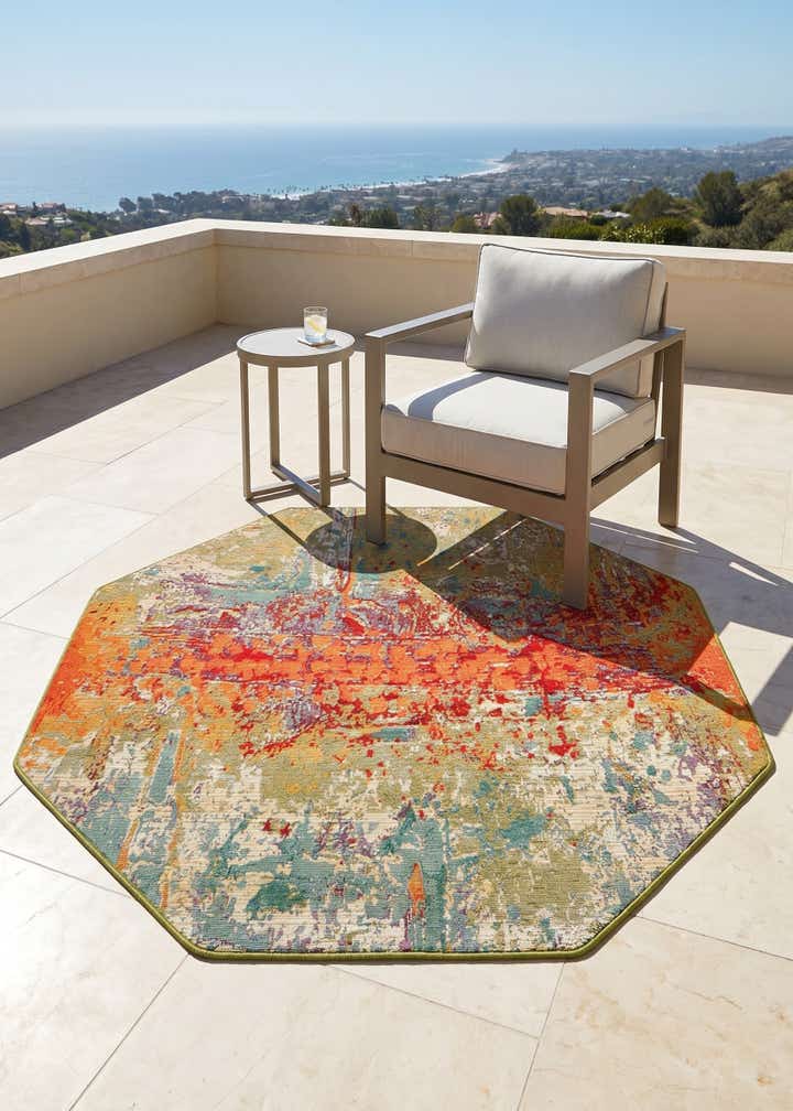 4' x 4' Easy-Clean Modern Indoor / Outdoor Octagon Rug