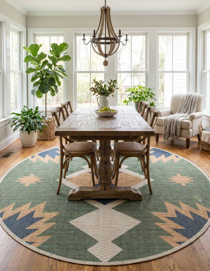 Detail image of 12' x 12' Easy-Clean Baja Indoor / Outdoor Round Rug