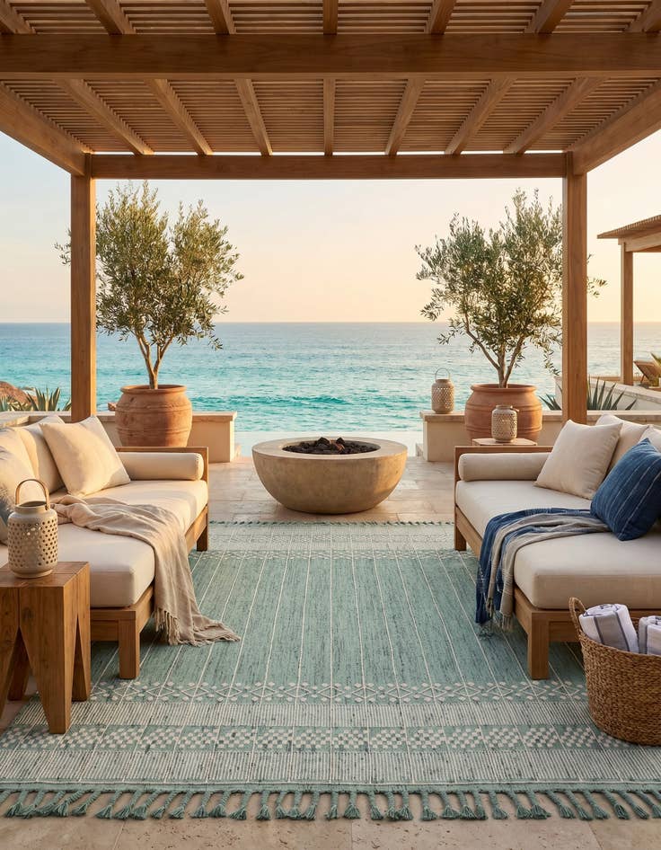 Detail image of 9' x 12' Easy-Clean Eco Bohemian Indoor / Outdoor Rug