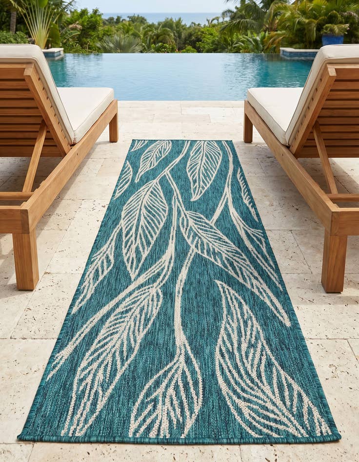 Detail image of 2' x 6' Easy-Clean Botanical Indoor / Outdoor Runner Rug