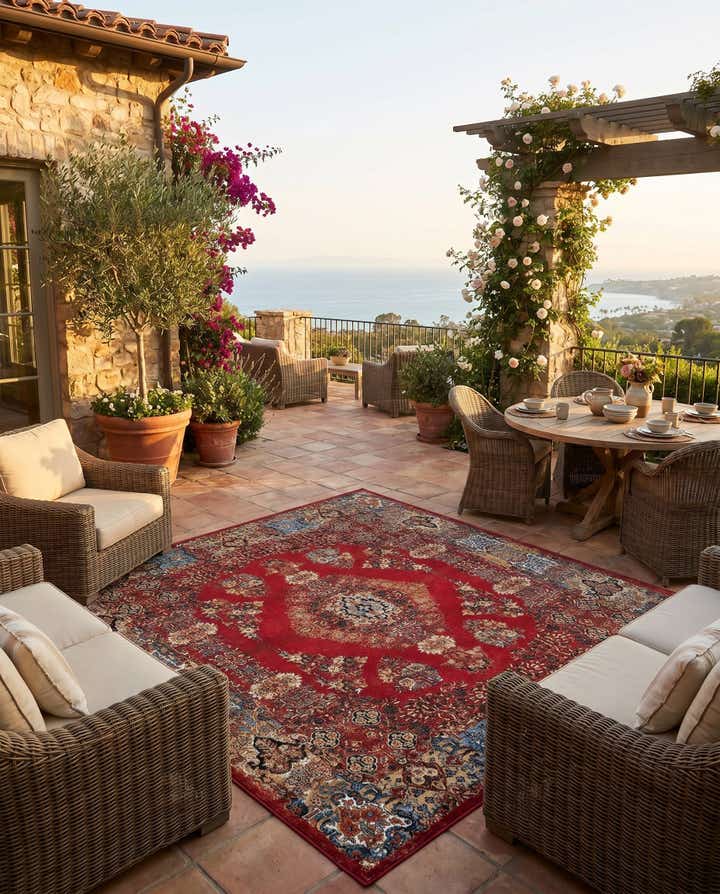 10' x 10' Easy-Clean Traditional Indoor / Outdoor Square Rug