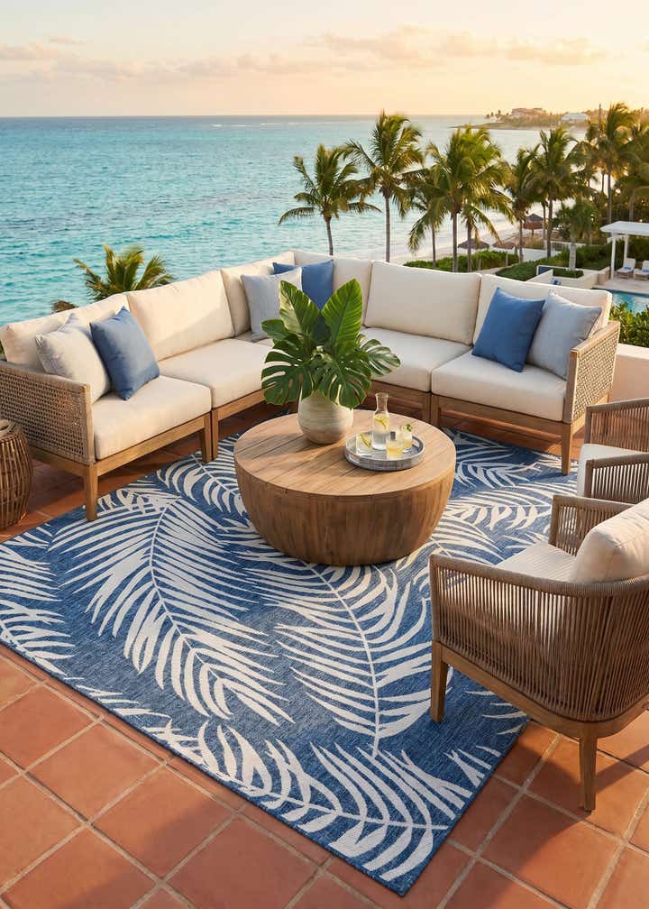 9' x 12' Easy-Clean Botanical Indoor / Outdoor Rug