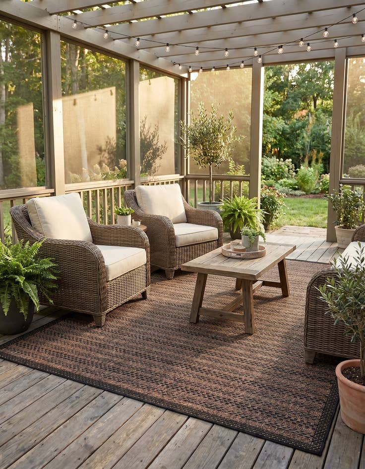 Detail image of 5' 3 x 8' Easy-Clean Border Indoor / Outdoor Rug