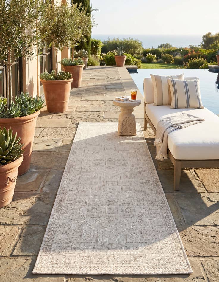 Detail image of 2' x 8' Easy-Clean Aztec Indoor / Outdoor Runner Rug