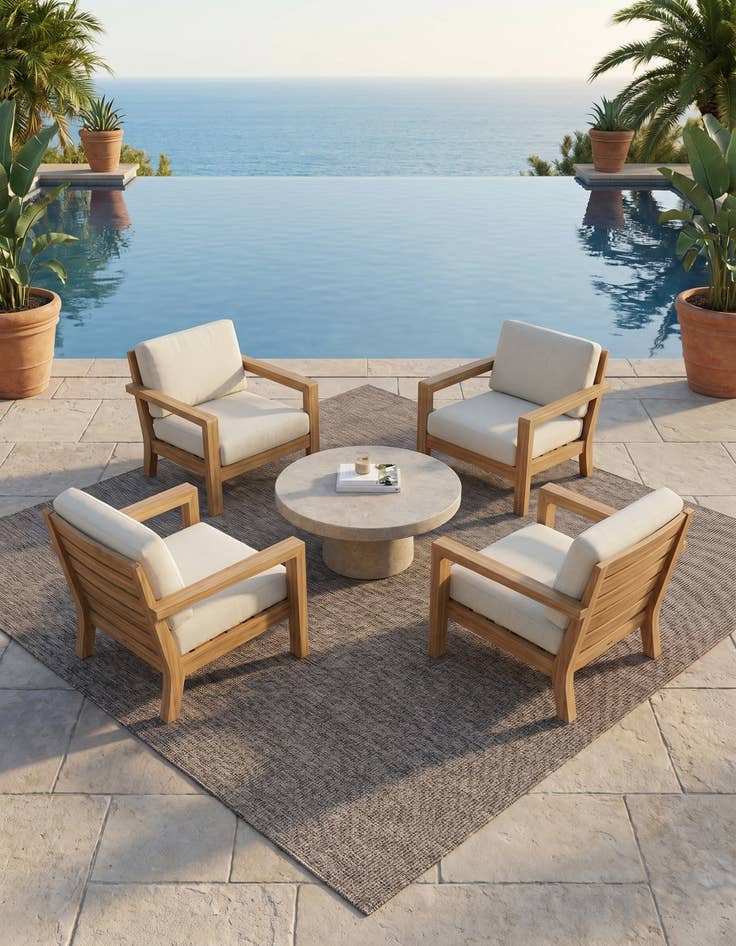 Detail image of 7' 10 x 7' 10 Easy-Clean Solid Indoor / Outdoor Square Rug