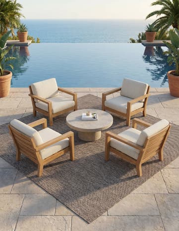 Light Brown Easy-Clean Solid Indoor / Outdoor Square Rug