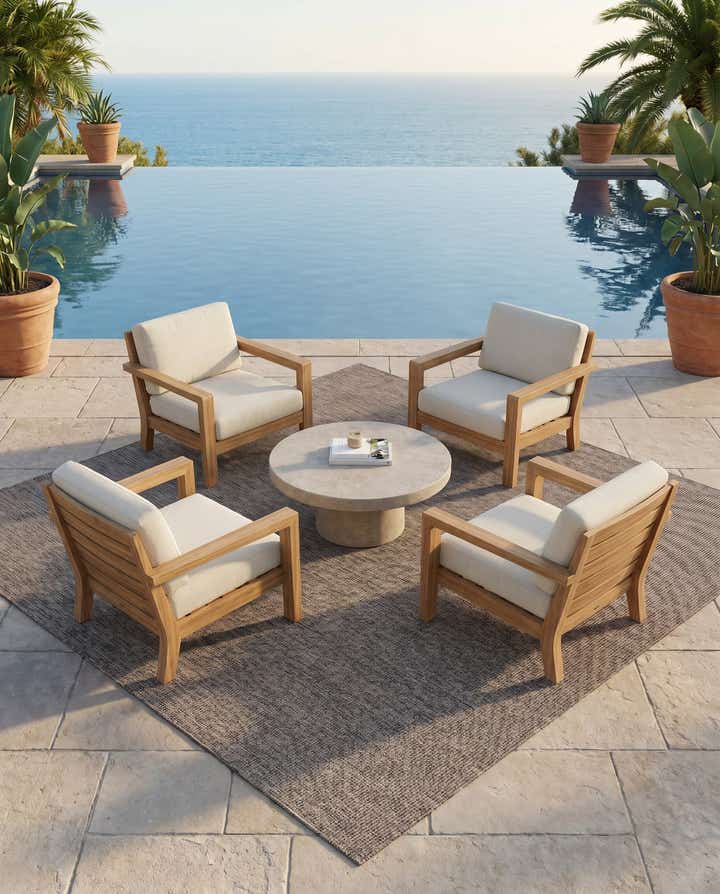 7' 10 x 7' 10 Easy-Clean Solid Indoor / Outdoor Square Rug