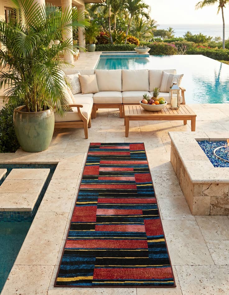 Detail image of 2' x 8' Easy-Clean Modern Indoor / Outdoor Runner Rug