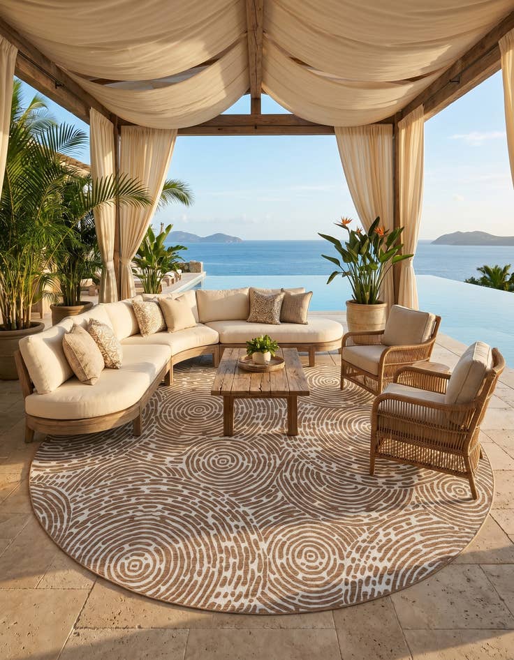 Detail image of 13' x 13' Easy-Clean Modern Indoor / Outdoor Round Rug