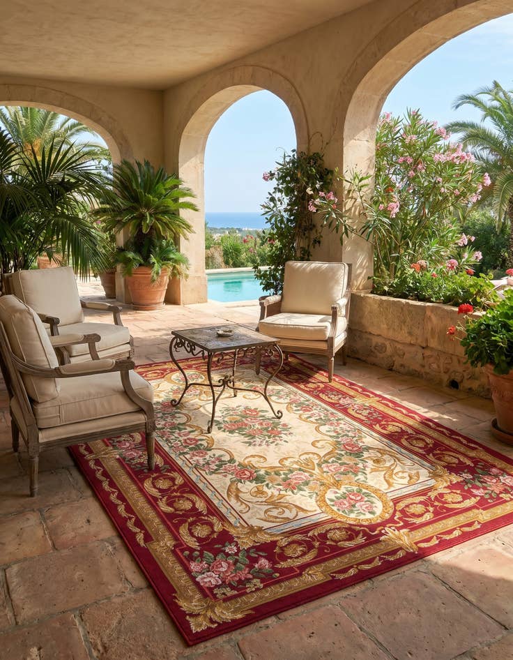 Detail image of 5' x 8' Easy-Clean Traditional Indoor / Outdoor Rug
