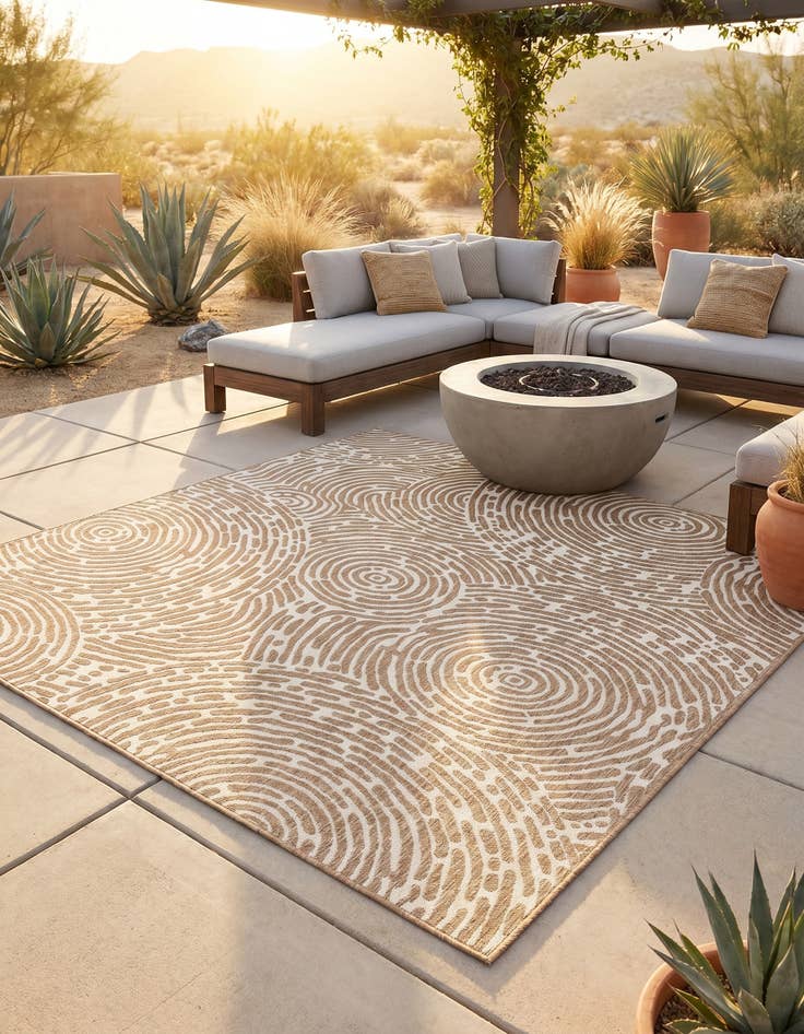 Detail image of 10' x 10' Easy-Clean Modern Indoor / Outdoor Square Rug