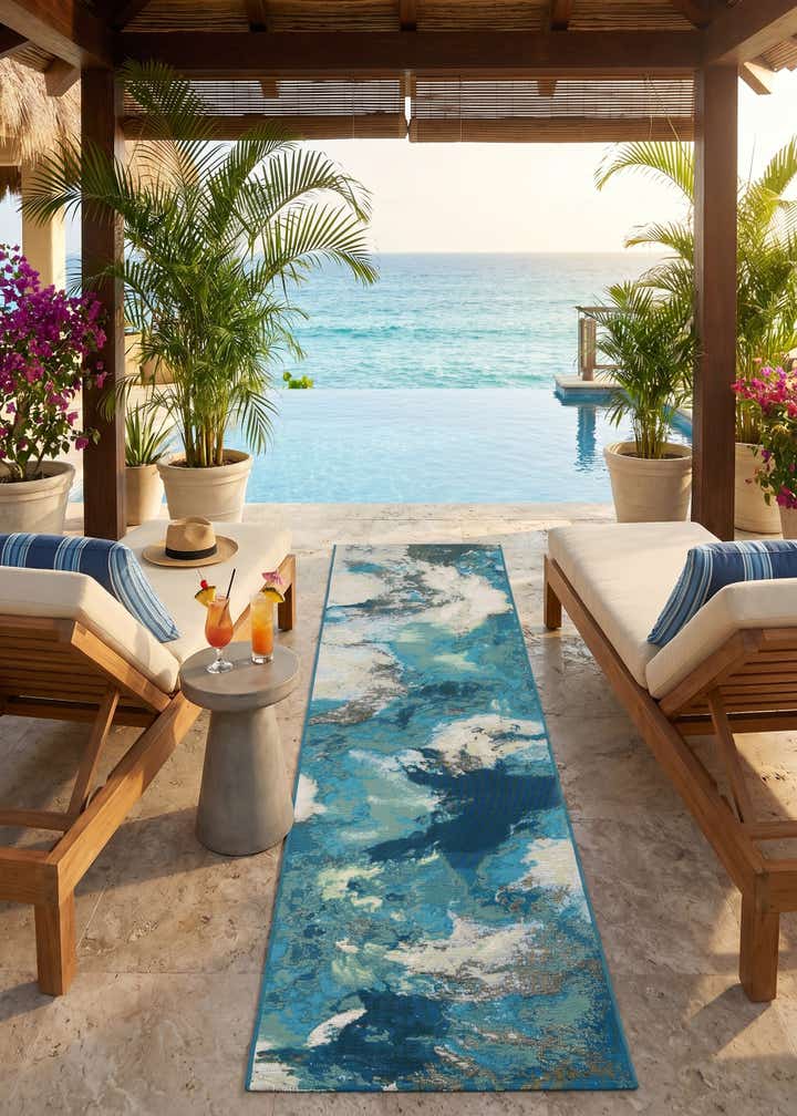 2' 7 x 10' Easy-Clean Modern Indoor / Outdoor Runner Rug