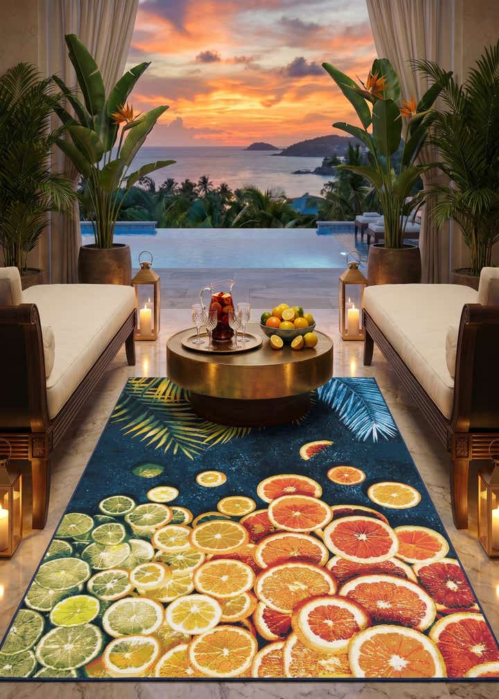 5' 3 x 8' Easy-Clean Coastal Indoor / Outdoor Rug