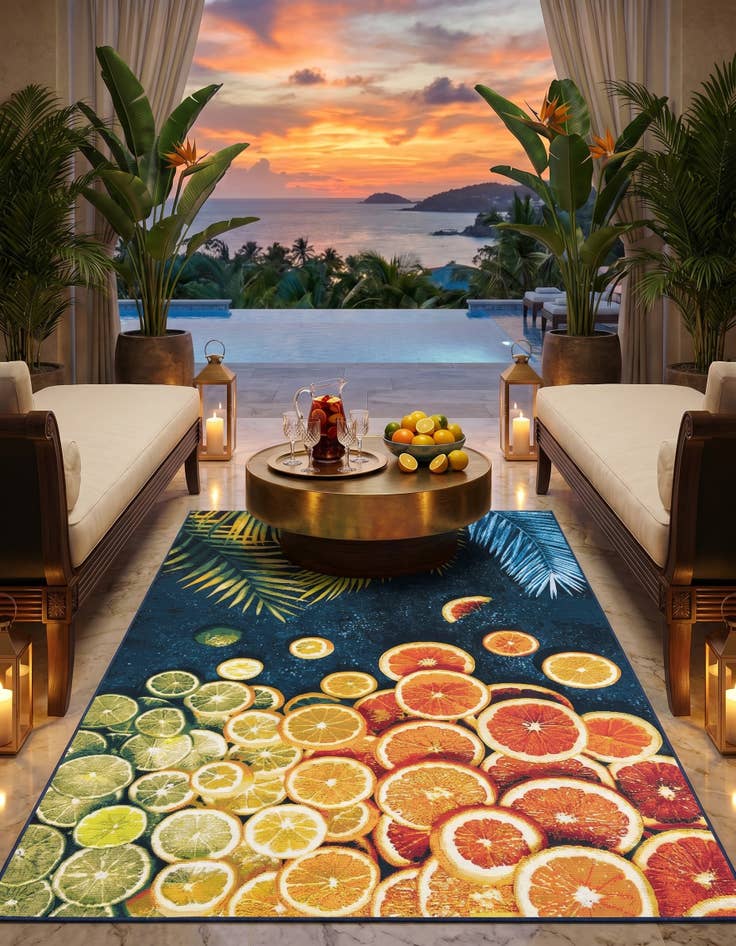 Detail image of 5' 3 x 8' Easy-Clean Coastal Indoor / Outdoor Rug