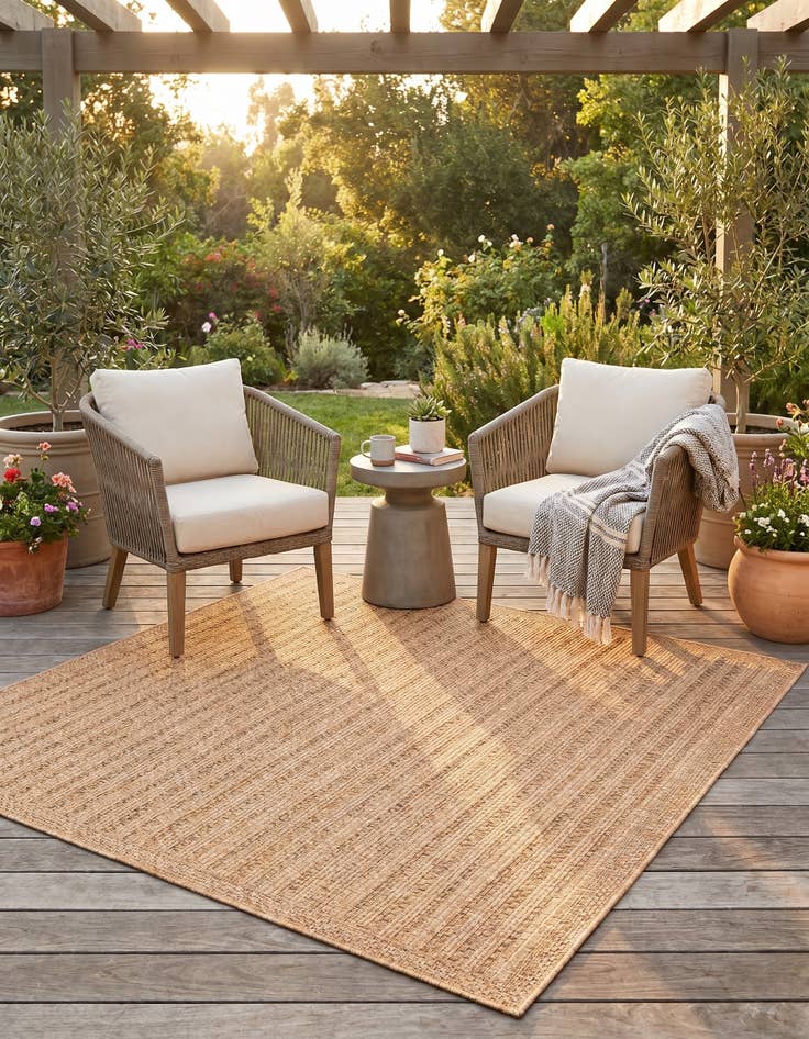 Detail image of 6' x 6' Easy-Clean Border Indoor / Outdoor Square Rug