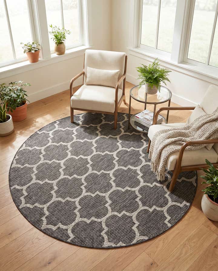 6' x 6' Easy-Clean Lattice Indoor / Outdoor Round Rug