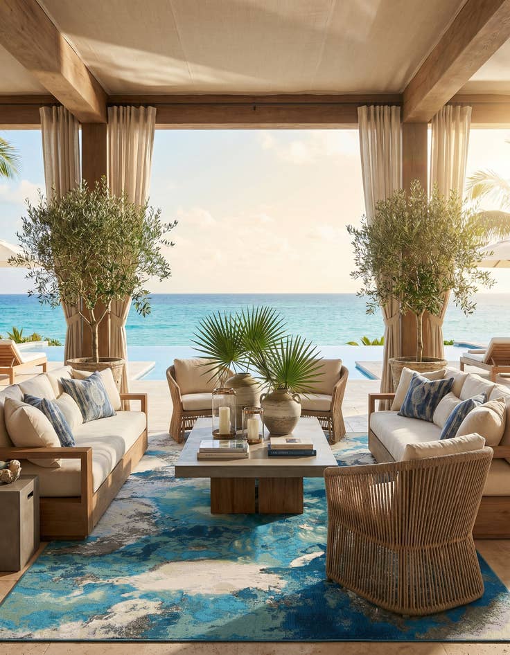 Detail image of 6' 1 x 9' Easy-Clean Modern Indoor / Outdoor Rug