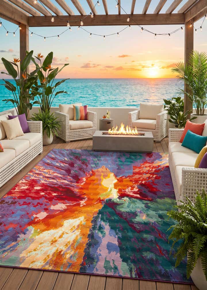 9' x 12' Easy-Clean Modern Indoor / Outdoor Rug