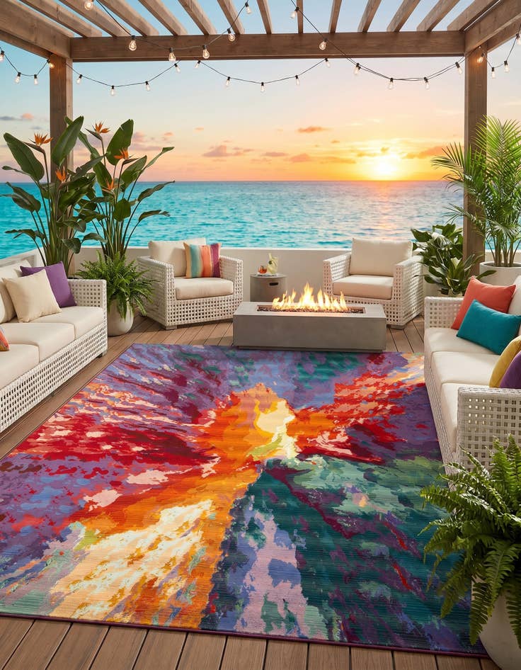Detail image of 9' x 12' Easy-Clean Modern Indoor / Outdoor Rug