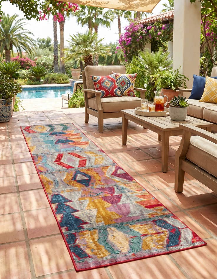 Detail image of 2' x 8' Easy-Clean Modern Indoor / Outdoor Runner Rug