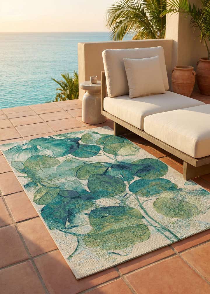 3' 3 x 5' 3 Easy-Clean Botanical Indoor / Outdoor Rug