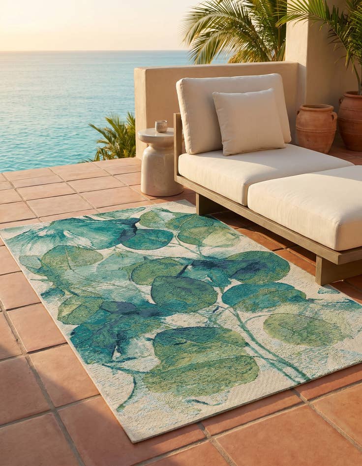 Detail image of 3' 3 x 5' 3 Easy-Clean Botanical Indoor / Outdoor Rug