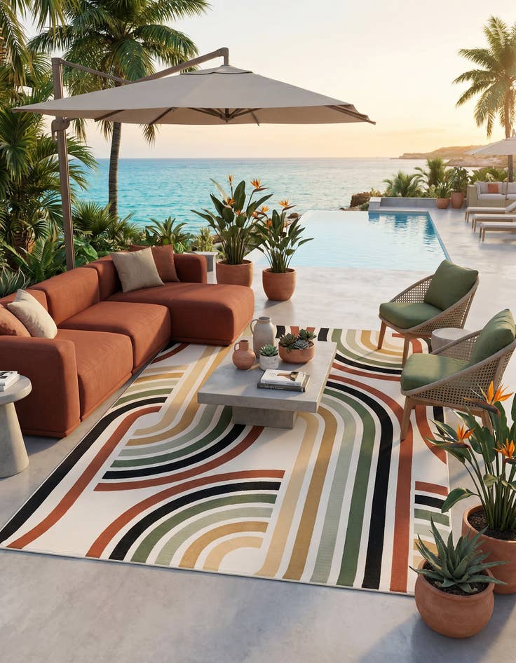 Detail image of 9' x 12' Easy-Clean Modern Indoor / Outdoor Rug