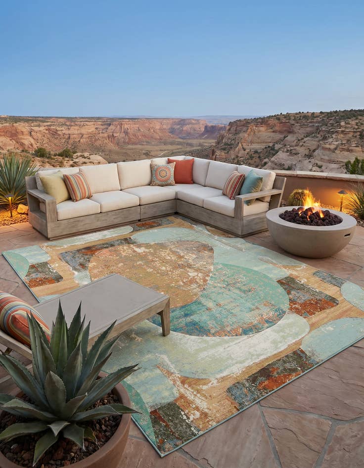 Detail image of 9' x 12' Easy-Clean Modern Indoor / Outdoor Rug