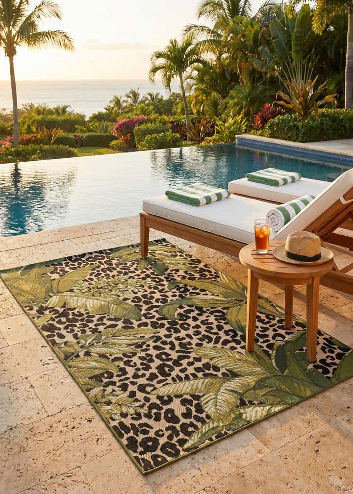 3' 3 x 5' 3 Easy-Clean Botanical Indoor / Outdoor Rug