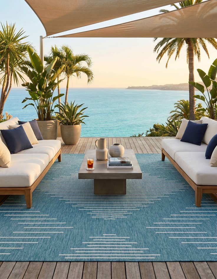 Detail image of 7' 10 x 10' Easy-Clean Modern Indoor / Outdoor Rug