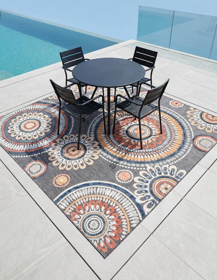 Detail image of 8' 2 x 8' 2 Easy-Clean Botanical Indoor / Outdoor Square Rug