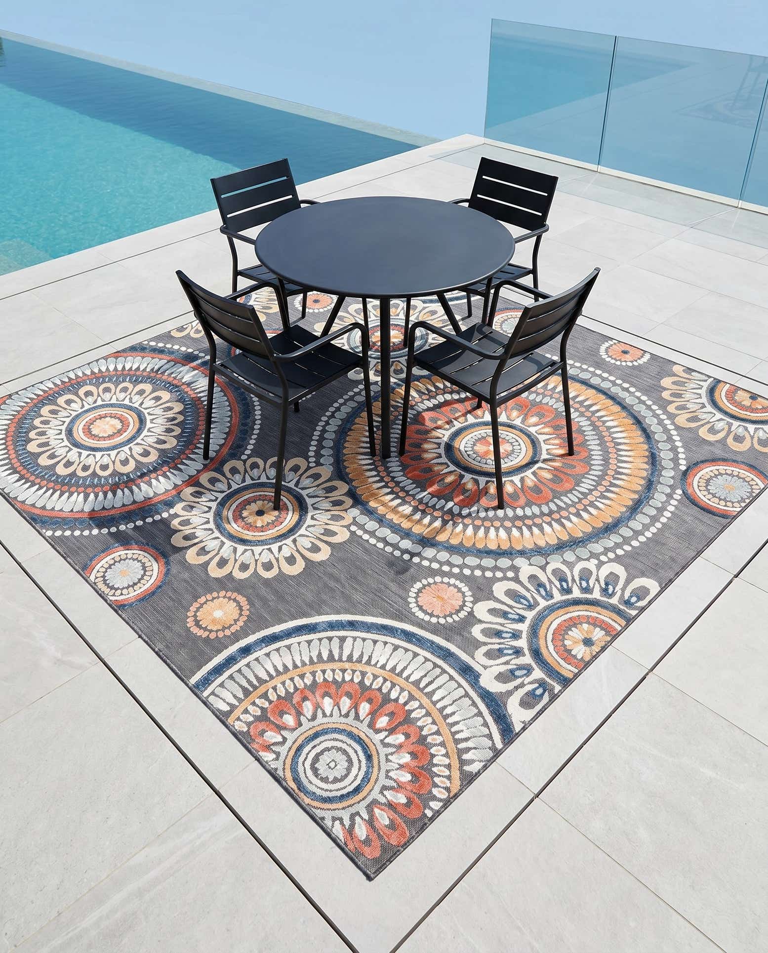 8' 2 x 8' 2 Easy-Clean Botanical Indoor / Outdoor Square Rug