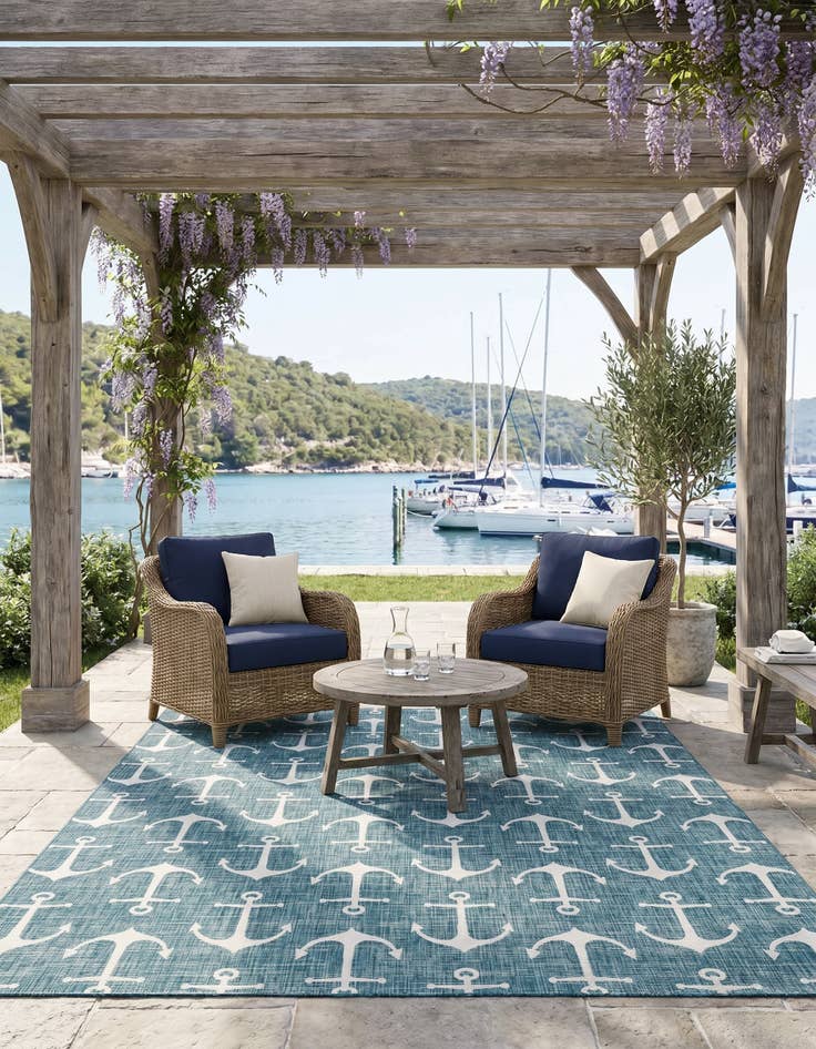 Detail image of 10' x 14' Easy-Clean Coastal Indoor / Outdoor Rug