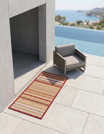 Burgundy Easy-Clean Baja Indoor / Outdoor Runner Rug