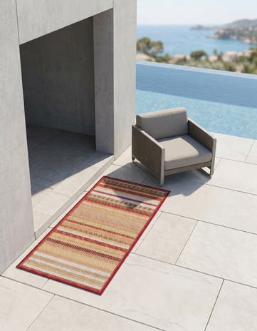 Burgundy Easy-Clean Baja Indoor / Outdoor Runner Rug