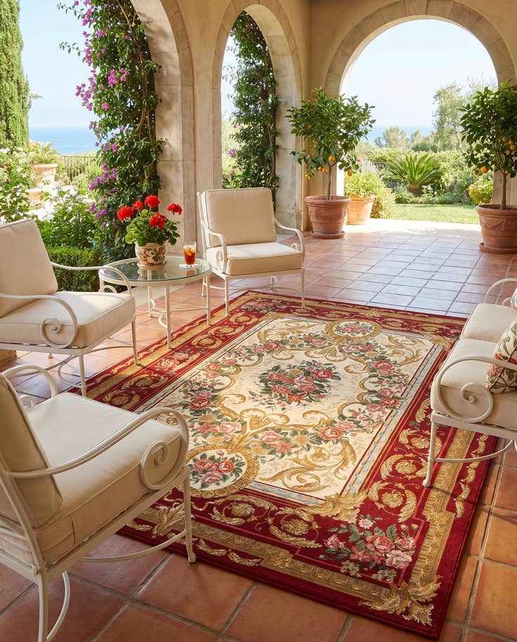 Detail image of 5' x 7' Easy-Clean Traditional Indoor / Outdoor Rug