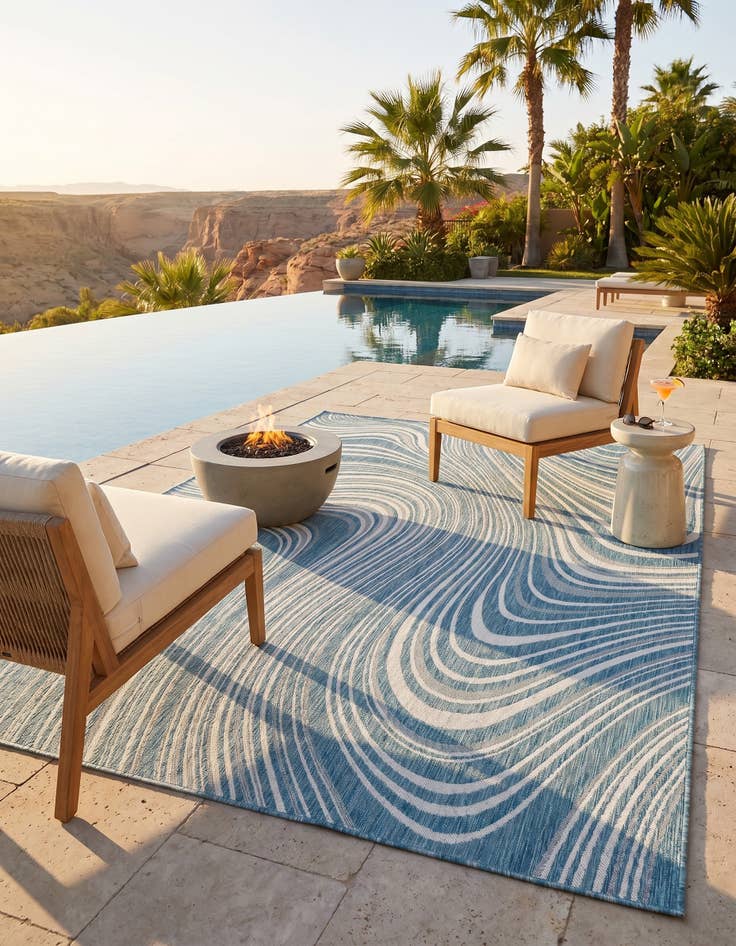 Detail image of 7' x 10' Easy-Clean Modern Indoor / Outdoor Rug
