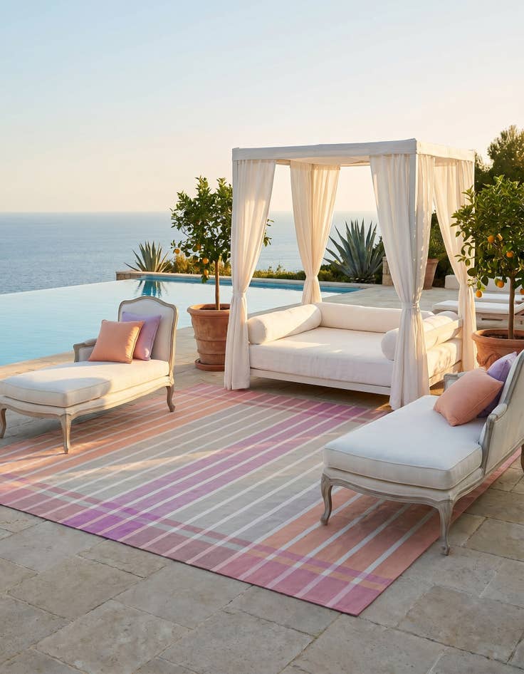 Detail image of 10' x 13' Easy-Clean Striped Indoor / Outdoor Rug