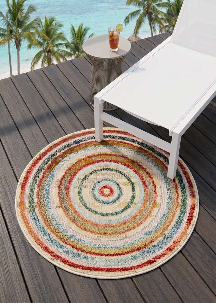 3' x 3' Easy-Clean Casablanca Indoor / Outdoor Round Rug