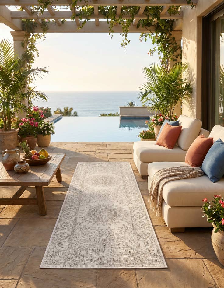 Detail image of 2' x 6' Easy-Clean Traditional Indoor / Outdoor Runner Rug