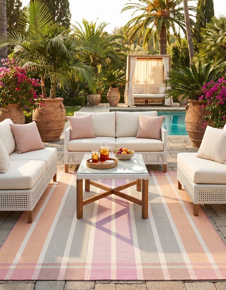 Detail image of 5' 3 x 8' Easy-Clean Striped Indoor / Outdoor Rug