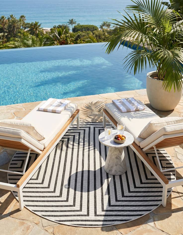 Detail image of 6' x 6' Easy-Clean Modern Indoor / Outdoor Round Rug