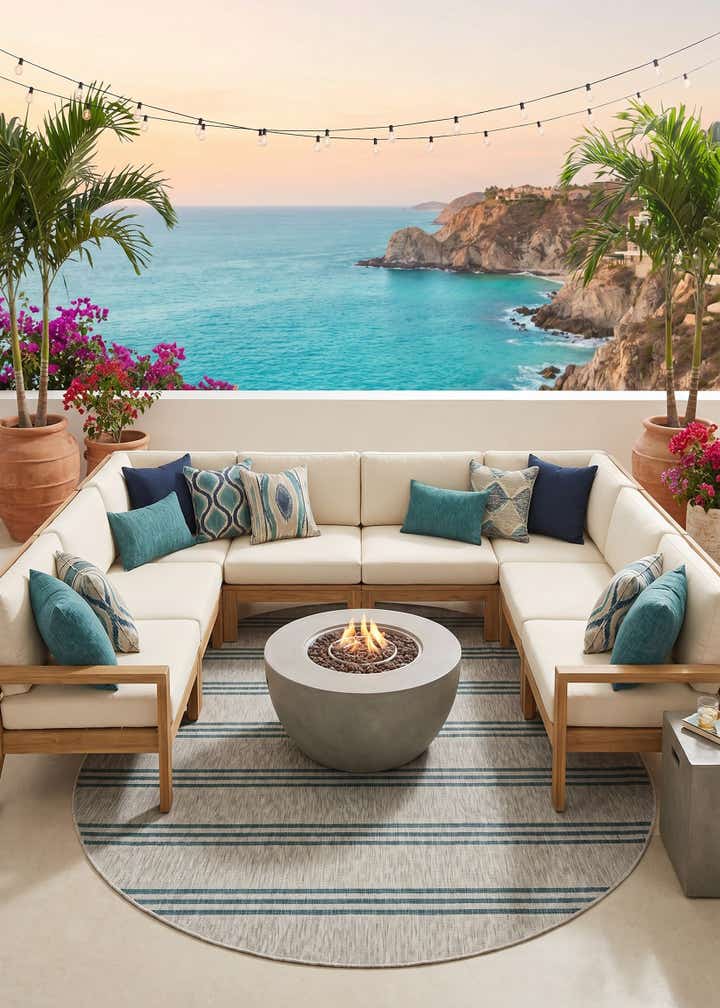 7' 10 x 10' Easy-Clean Jill Zarin Anguilla Indoor / Outdoor Oval Rug