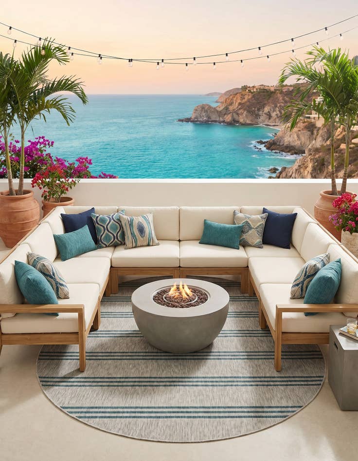 Detail image of 7' 10 x 10' Easy-Clean Jill Zarin Anguilla Indoor / Outdoor Oval Rug