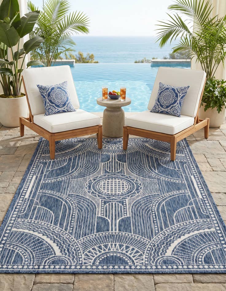 Detail image of 5' 3 x 7' Easy-Clean Traditional Indoor / Outdoor Rug