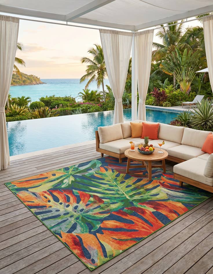 Detail image of 10' x 10' Easy-Clean Baja Indoor / Outdoor Square Rug