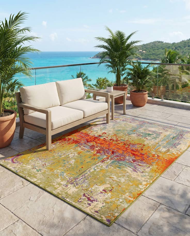 Detail image of 5' 3 x 8' Easy-Clean Modern Indoor / Outdoor Rug