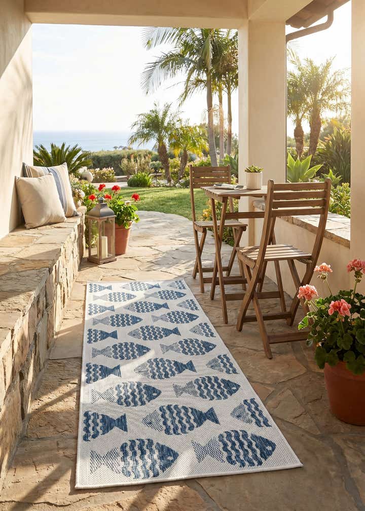 2' x 5' 3 Easy-Clean Coastal Indoor / Outdoor Runner Rug